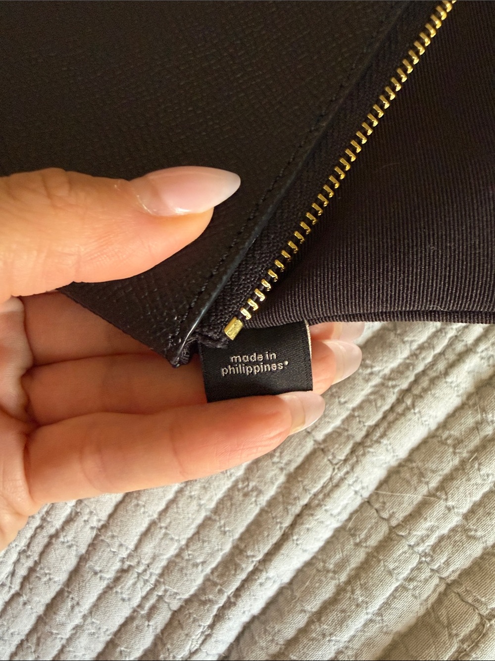 Coach Black Pebbled Leather Wristlet with Gold Logo - Picture 5 of 5